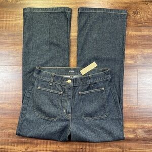 J. Crew High Rise Kick Out Jeans Womens 27 Sailor Pockets Dark Wash Stretch